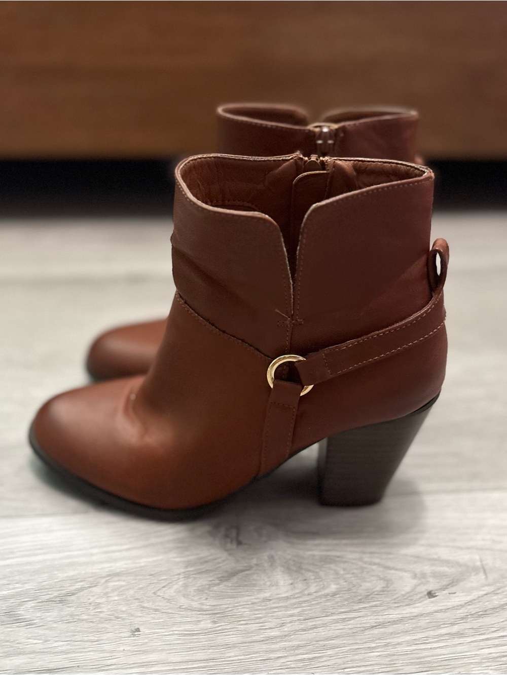 Women’s Brown Leather Ankle Boots with Block Heel Catos Size 8 - Picture 5 of 6